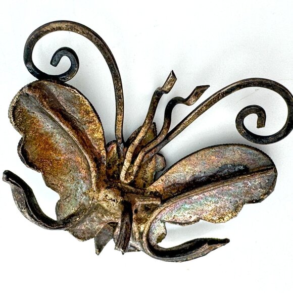 Vtg Kingfisher Blue Feather Butterfly Pin Brooch Hair Comb Piece Decor #126 - Picture 3 of 5